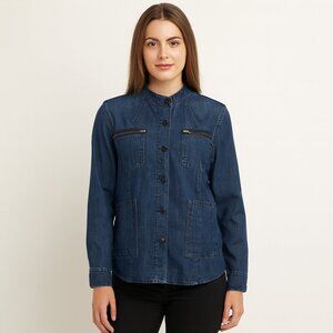 FLASH SALE-Tommy Hilfiger Blue Denim Shirt Jacket/Zip Chest Pockets